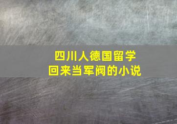 四川人德国留学回来当军阀的小说