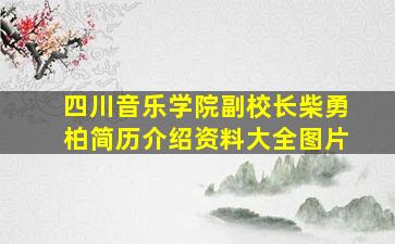 四川音乐学院副校长柴勇柏简历介绍资料大全图片