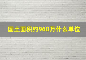 国土面积约960万什么单位