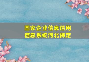 国家企业信息信用信息系统河北保定