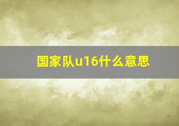 国家队u16什么意思