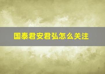 国泰君安君弘怎么关注