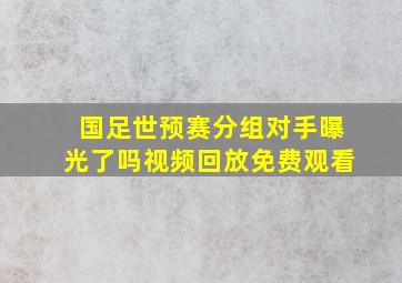 国足世预赛分组对手曝光了吗视频回放免费观看