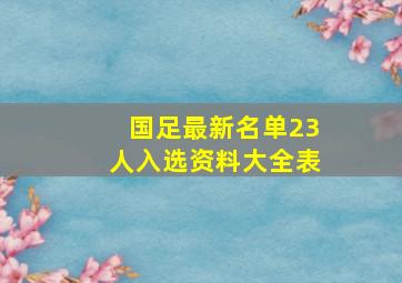 国足最新名单23人入选资料大全表