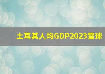 土耳其人均GDP2023雪球