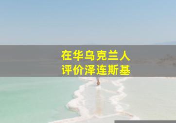 在华乌克兰人评价泽连斯基