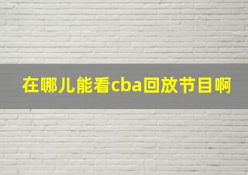 在哪儿能看cba回放节目啊