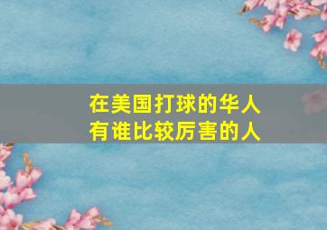 在美国打球的华人有谁比较厉害的人