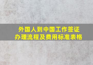 外国人到中国工作签证办理流程及费用标准表格