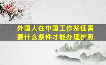 外国人在中国工作签证需要什么条件才能办理护照