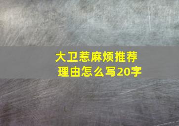 大卫惹麻烦推荐理由怎么写20字