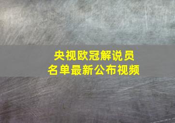 央视欧冠解说员名单最新公布视频