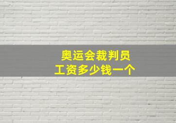 奥运会裁判员工资多少钱一个