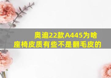 奥迪22款A445为啥座椅皮质有些不是翻毛皮的