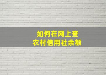 如何在网上查农村信用社余额