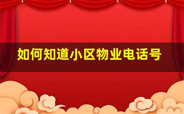 如何知道小区物业电话号