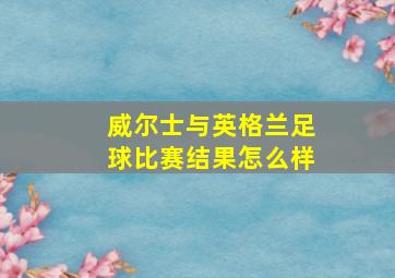 威尔士与英格兰足球比赛结果怎么样