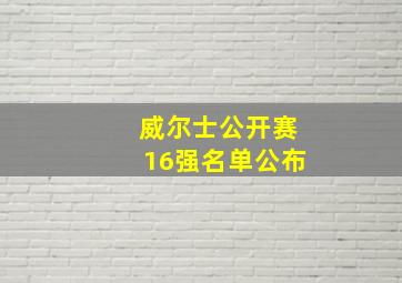 威尔士公开赛16强名单公布