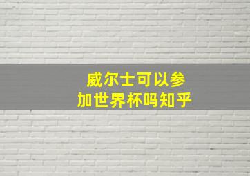 威尔士可以参加世界杯吗知乎