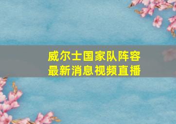 威尔士国家队阵容最新消息视频直播