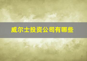 威尔士投资公司有哪些