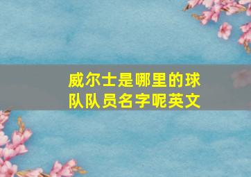 威尔士是哪里的球队队员名字呢英文