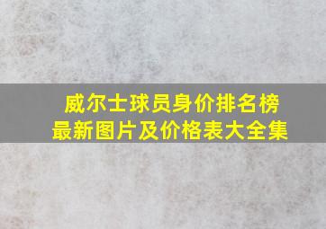 威尔士球员身价排名榜最新图片及价格表大全集