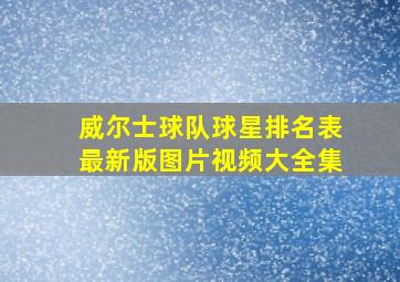 威尔士球队球星排名表最新版图片视频大全集