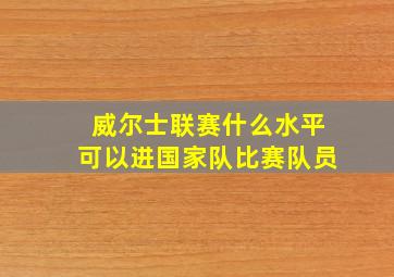 威尔士联赛什么水平可以进国家队比赛队员