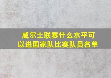 威尔士联赛什么水平可以进国家队比赛队员名单