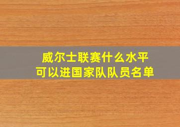 威尔士联赛什么水平可以进国家队队员名单