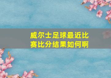 威尔士足球最近比赛比分结果如何啊