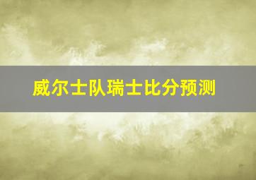 威尔士队瑞士比分预测