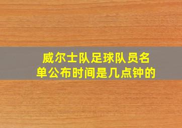 威尔士队足球队员名单公布时间是几点钟的