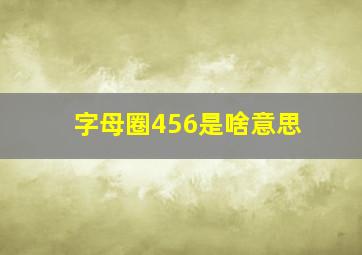 字母圈456是啥意思