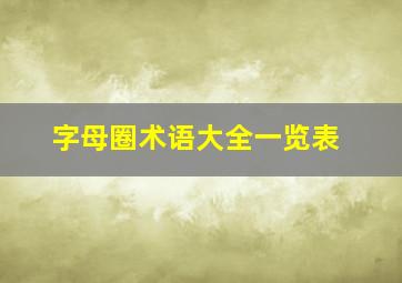 字母圈术语大全一览表