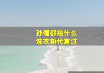 孙俪都给什么洗衣粉代言过