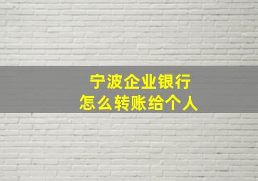 宁波企业银行怎么转账给个人