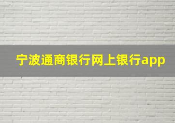 宁波通商银行网上银行app