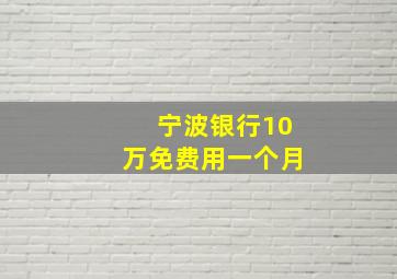 宁波银行10万免费用一个月