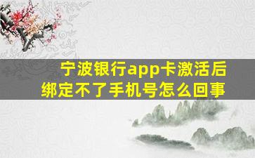 宁波银行app卡激活后绑定不了手机号怎么回事