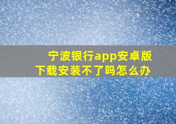 宁波银行app安卓版下载安装不了吗怎么办