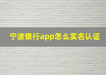 宁波银行app怎么实名认证