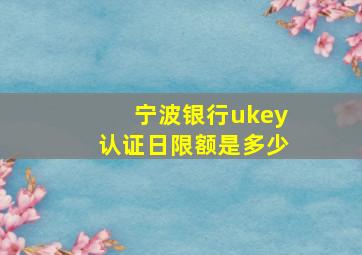 宁波银行ukey认证日限额是多少