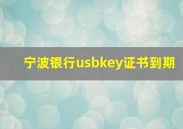 宁波银行usbkey证书到期