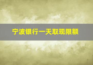 宁波银行一天取现限额