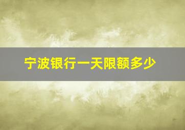 宁波银行一天限额多少