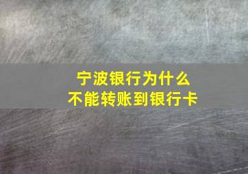 宁波银行为什么不能转账到银行卡