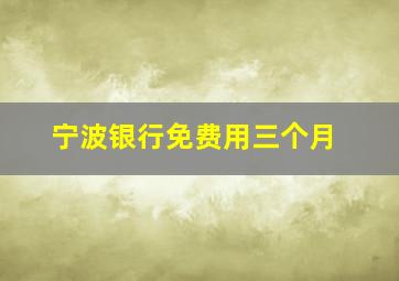 宁波银行免费用三个月