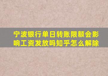 宁波银行单日转账限额会影响工资发放吗知乎怎么解除